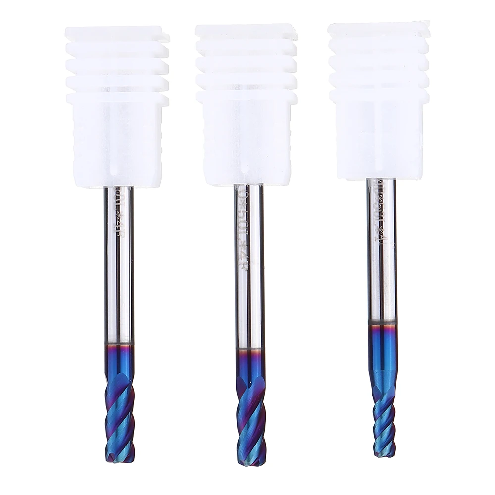 DANIU 1/2/3/4 мм с шариковым носиком и 4 продольные фрезы R0.2-R1.0 Покрытие Синего Цвета Карбид фрезы с головкой резьбовой головкой, режущий инструмент