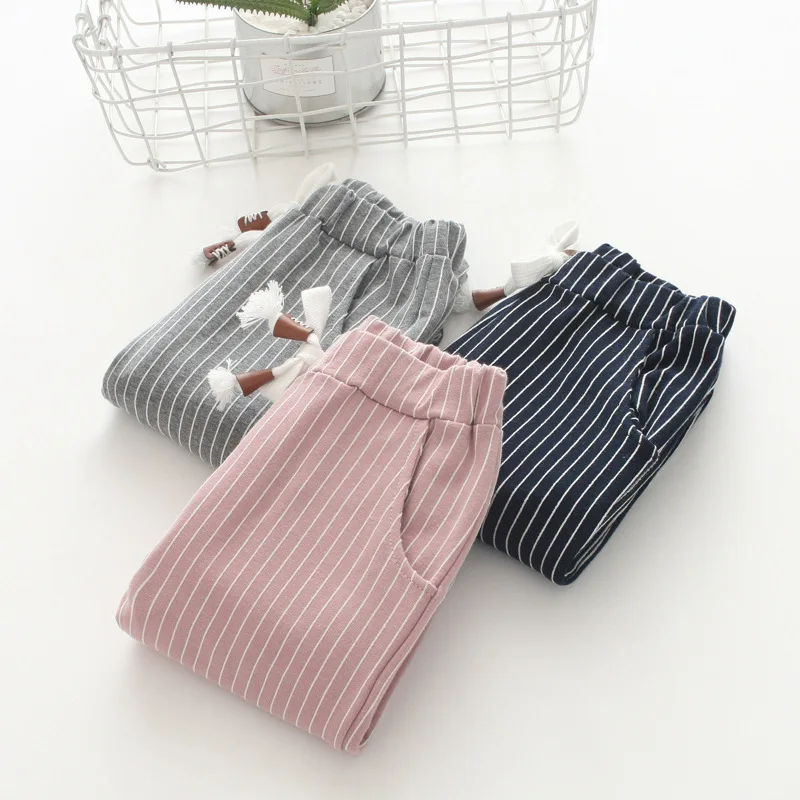 

2018 Spring New Style Korean-style Children Childrenswear Men And Women Children Vertical Stripe Lace-up Pattern Closing Casual