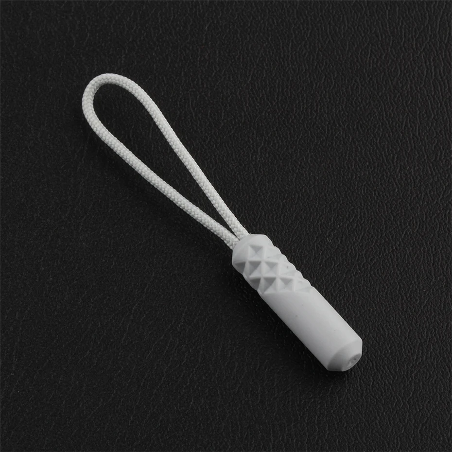 50 Pieces High Quality PVC Zipper Pull Cord Cylinder Zipper Rope Pull Puller End Fit Rope Tag Fixer Zip Cord for Garment Bags
