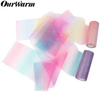 

OurWarm 10Yard Unicorn Rainbow Glitter Fabric Tulle Roll Tutu Skirt Chair Sash Tutu Skirt Wedding Birthday Party DIY Decoration