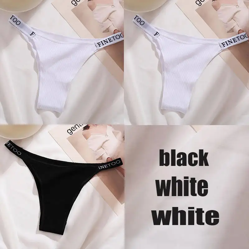 3-Piece Cotton Women's Intimate Lingerie Set - Sexy Thong & Briefs in Solid Colors