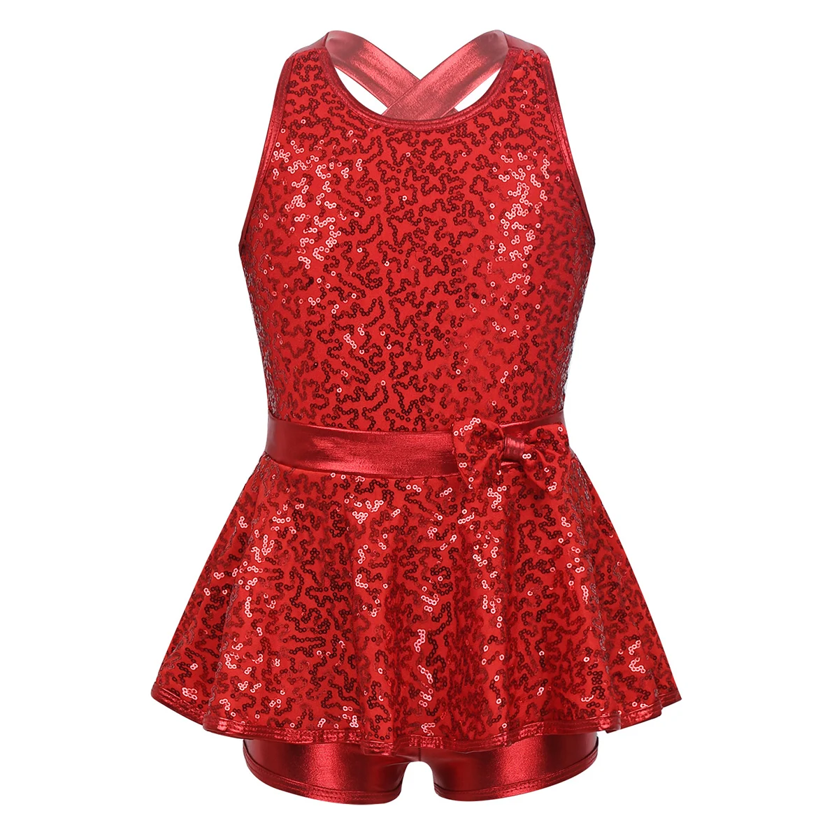 thumbnail image 1 of Traje de ballet para niñas, leotardo de gimnasia con lentejuelas y cuello halter, vestido de tutú, faldas de práctica de danza contemporánea, vestido de baile con tutú de bailarina, 1 of 5