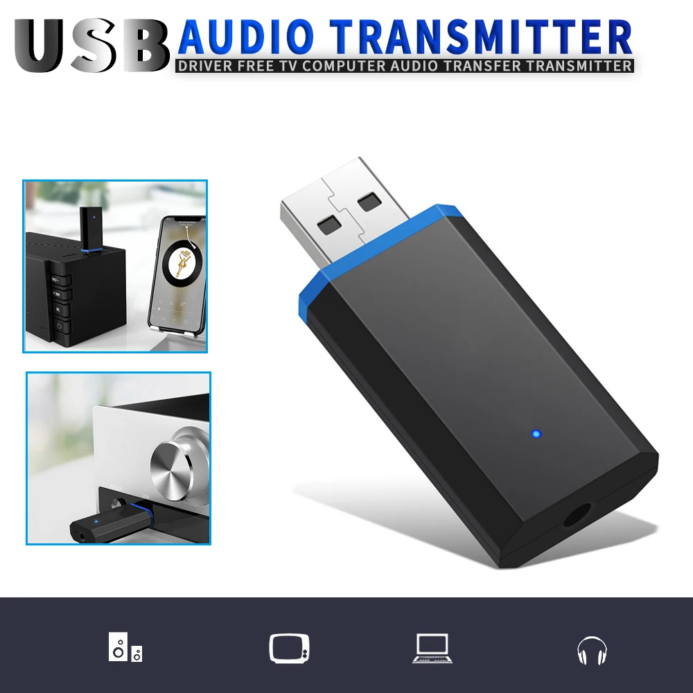 Pohiks 1 шт. ТВ компьютер bluetooth-совместимый аудио адаптер Портативный USB/3 5 мм