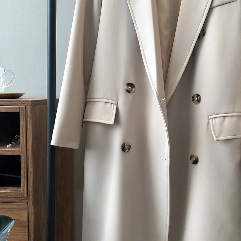 Autumn Women Woolen Coat 2020 Turn Down Collar Double Breasted Long Wool Coat Camel Women Warm Coat Casaco Feminino (25)