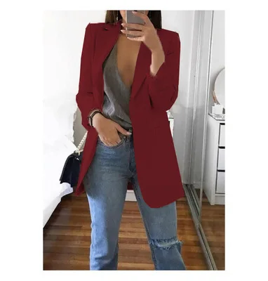 mother of the bride pant suits XXXXXL Large Size 2022 New Women Elegant Slim Casual Solid Business Blazer Bodycon Long Blazers Jacket Ladies Spring Autumn Suit white pant set