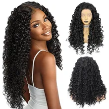 

26 Inches Black Curly Wave 13x2.5 Lace Front Wigs Brazilian Fiber Heat Resistant Synthetic Long Hair wigs for Black Women