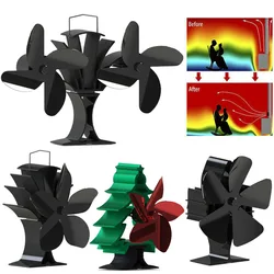 Fireplace Fan 5/8 Blade Heat Powered Stove Fan komin Log Wood Burner Eco Friendly Quiet Fan Home Efficient Heat Distribution