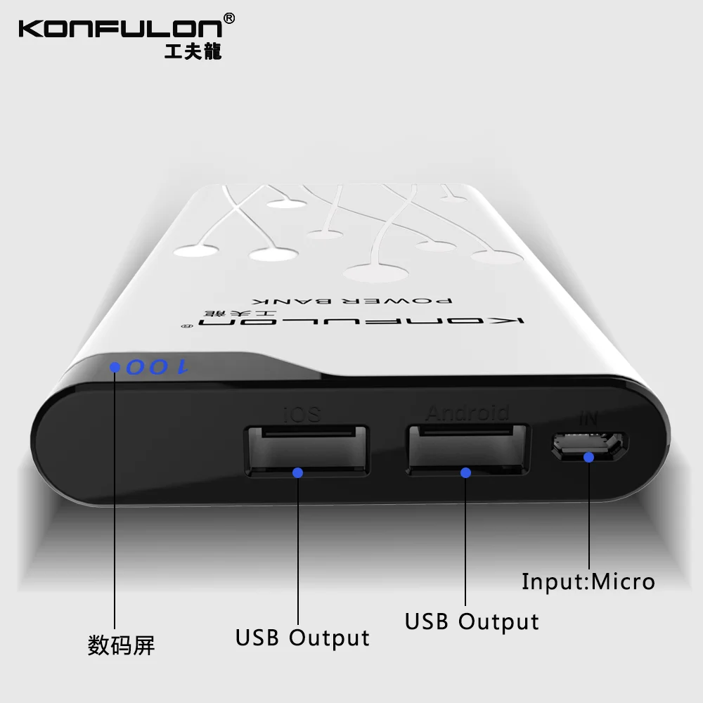 Power Bank10000mAh Светодиодный дисплей Портативный внешний аккумулятор для