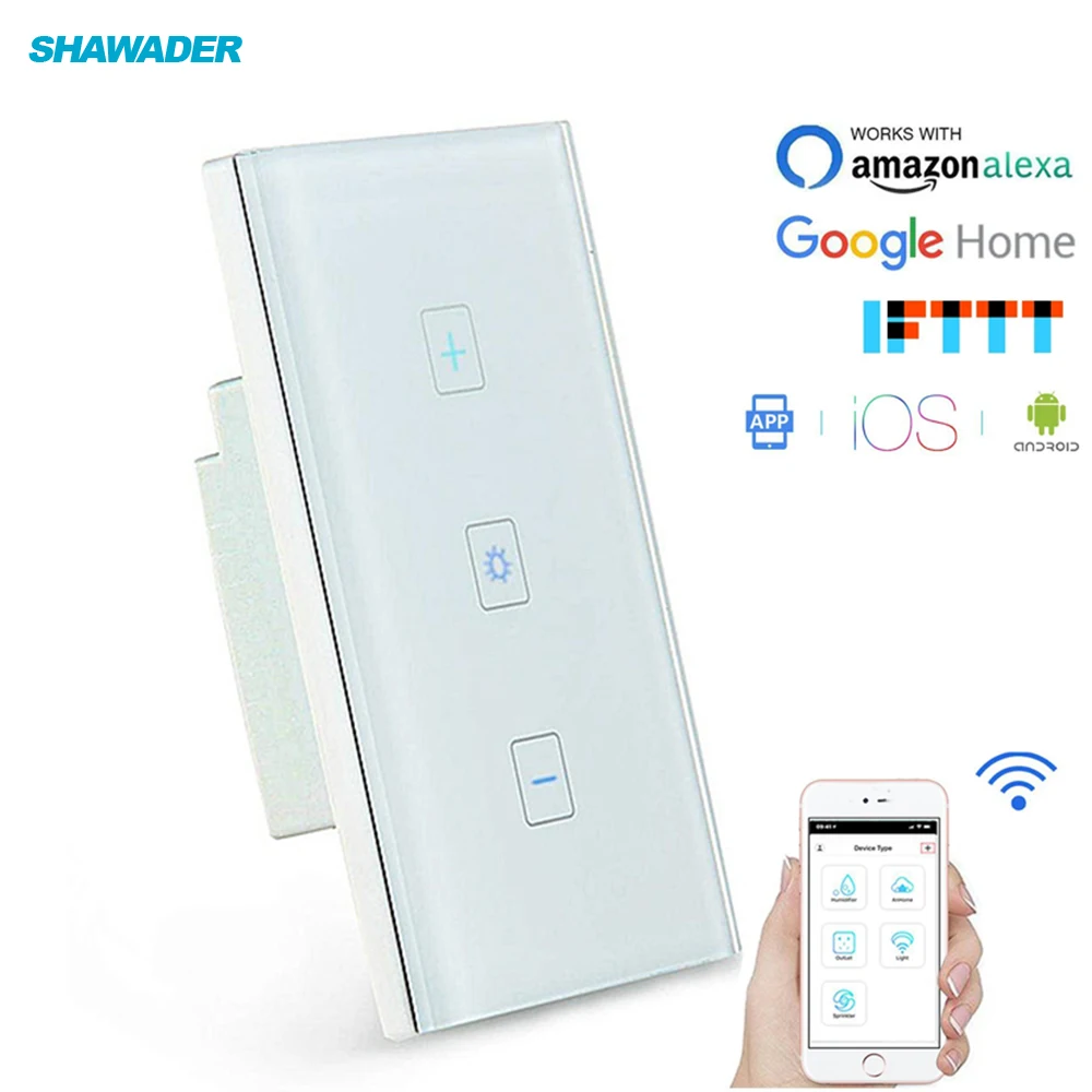 

Smart WiFi Dimmer Light Switch Glass Touch Panel Wireless Remote Timing Function Control work with Alexa Google Home Assistant