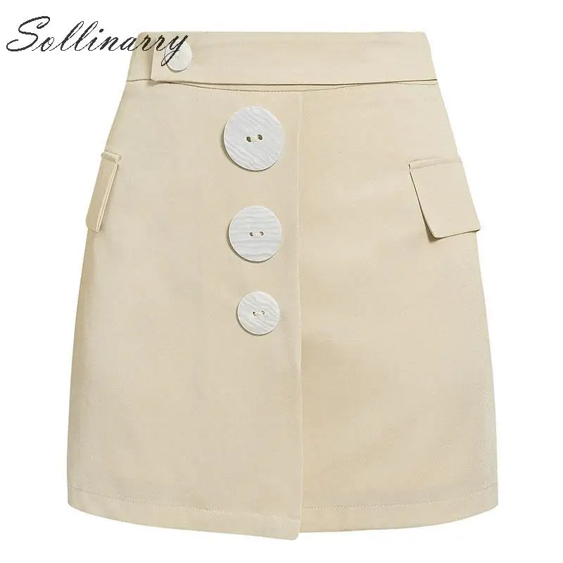 Sollinarry/Осенняя уличная Женская мини-юбка Зимние новые абрикосовые короткие сексуальные юбки с завышенной талией, повседневные юбки