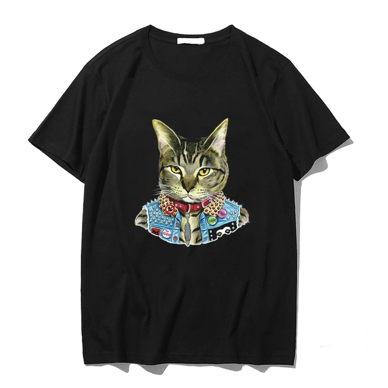 Harajuku футболка женская Ullzang Kawaii Cat Pprint графическая футболка Забавный мультфильм короткий рукав Футболка корейский стиль Топ Тройники женские