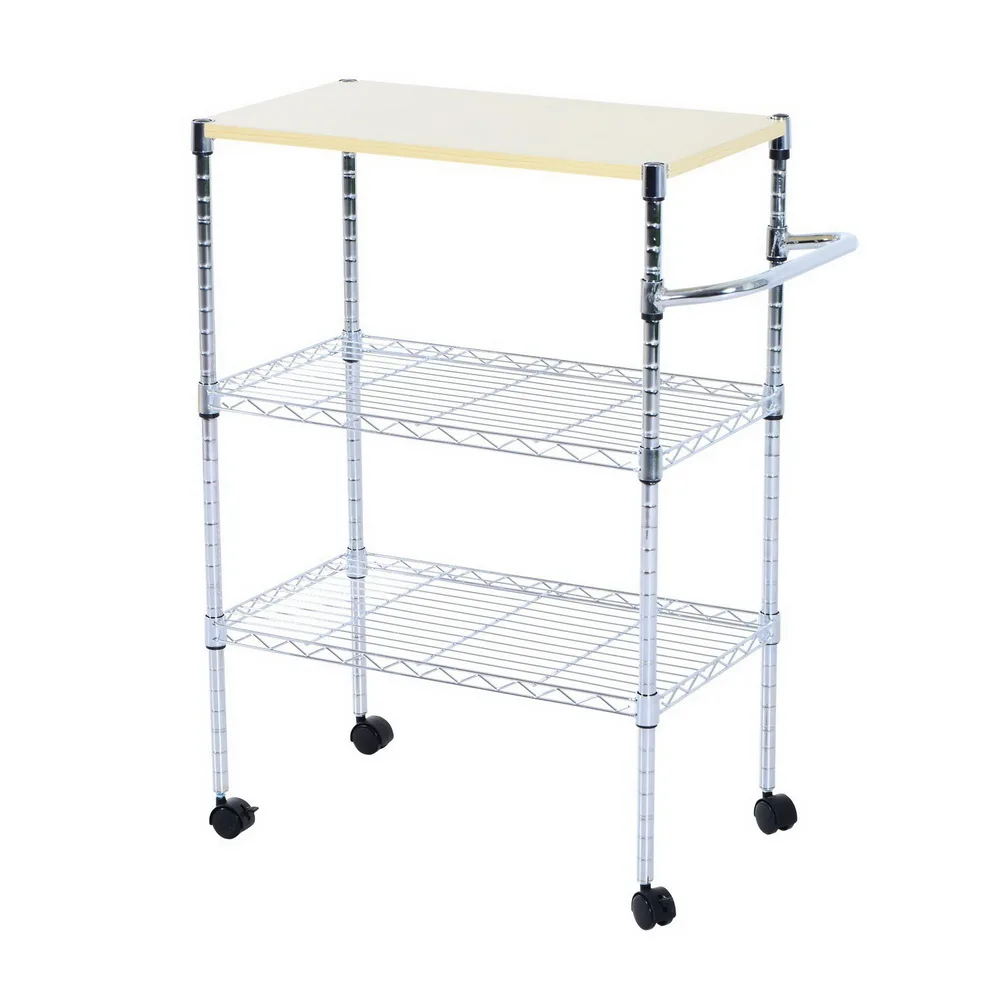 

3-Tier Rolling Kitchen Trolley Cart Storage Utility Service Dining with Top Counter For The Kitchen Storage