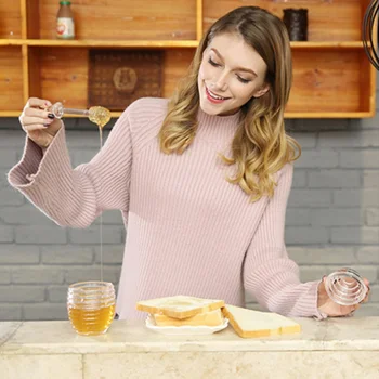 

Honey Jar With Dipper And Lid Glass Beehive Honey Pot Tools For Home Kitchen Using