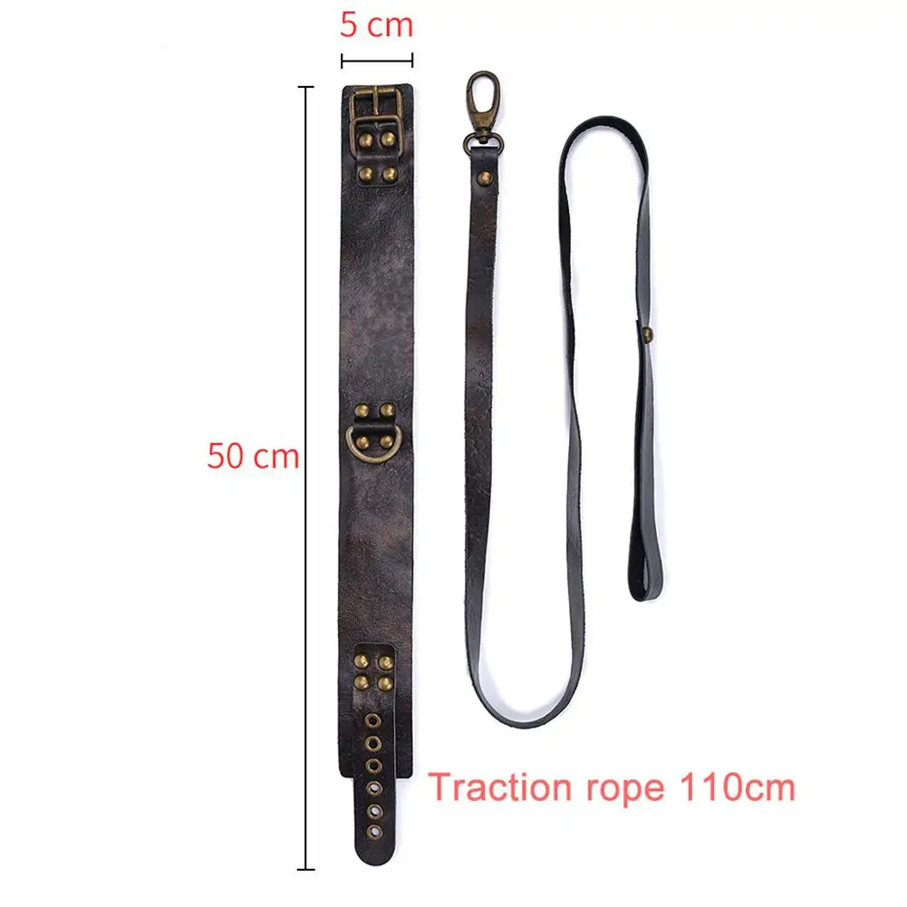 Movconly Locking Posture O Ring Collar Leather Neck Belt Adjustable Lockable Collar Restraint Head Harness BDSM Adult Sex Toy