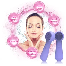Двухсторонняя Мягкая силиконовая щётка для очищения лица портативный Электрический 3D Массажер для чистки лица Вибрационный массажер для мытья лица Инструменты для ухода за кожей