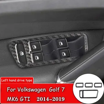 

4pcs/set Car styling Carbon Fiber Window control panel button Cover Sticker For Volkswagen VW Golf7 GTI MK7 2014-2019
