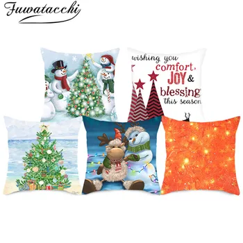 

Fuwatacchi Christmas Tree Bell Cushion Covers Polyester Snowman Pillowcase For Home Sofa Decorative White Pillows Covers 45x45cm