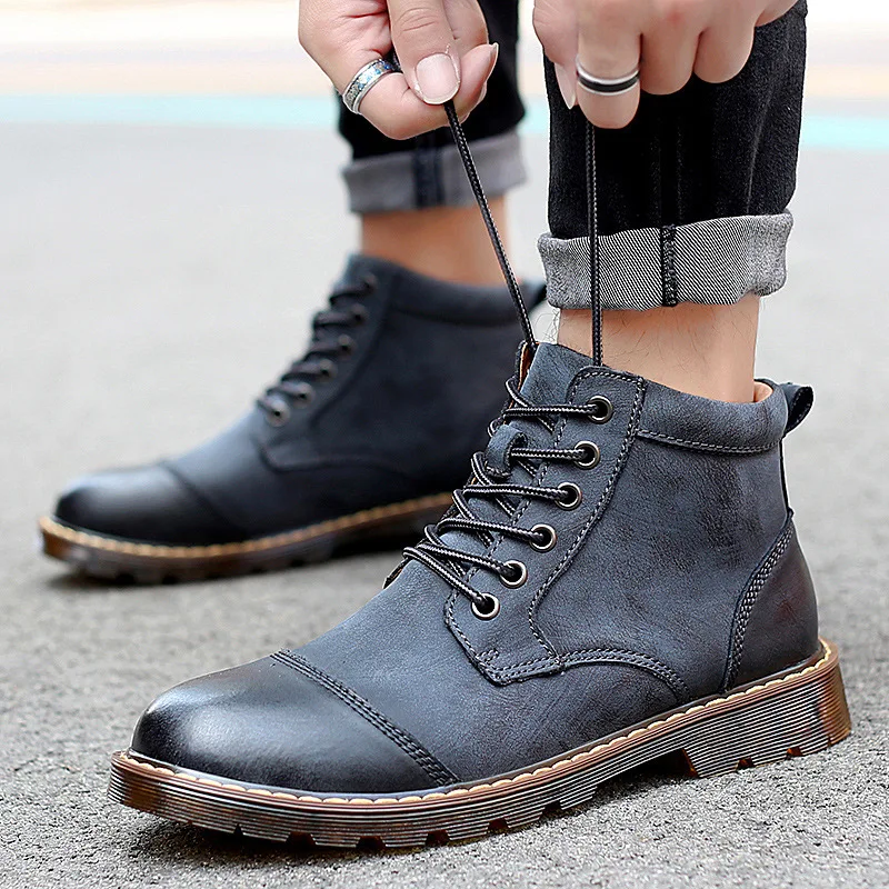 

2019 New Style Trend Martin Boots Desert Boots Hight-top Leather Boot Woolen Cotton Warm Men's Boot