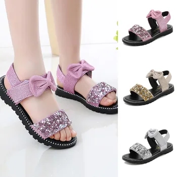 

MUQGEW 2019 New Fashion Summer Cute Bowknot Bling Sequins Princess Shoes Sandals Shoes Baby Shoes Toddler Shoes Children Sandal