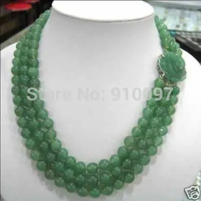 DYY LHX54013HH##HH##Charming 3 Rows Green Jade Bead Necklace jade clasp | Украшения и аксессуары