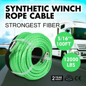 

5/16" x 100ft 12000LBS Synthetic Winch Tow Rope Line Green Recovery Cable 4WD