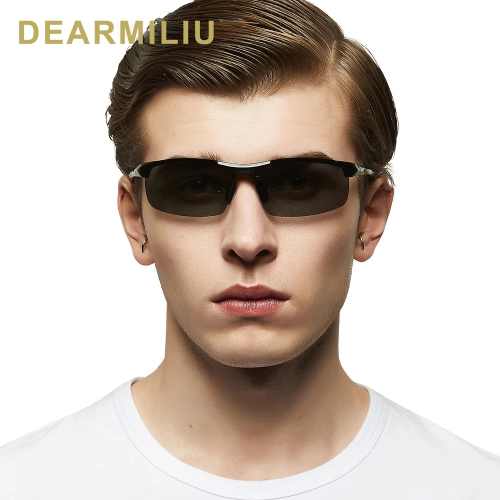 DEARMILIU поляризованный фотохромный Солнцезащитные очки Мужские алюминиевые магниевые очки для вождения день и Ночное Видение солнцезащитные очки UV400