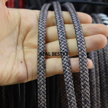 

5m/lot approx:7*4mm Flat Braid Genuine Leather Rope Cord For Diy Europe Men Bracelet Bangle Jewelry Making Findings Accessories