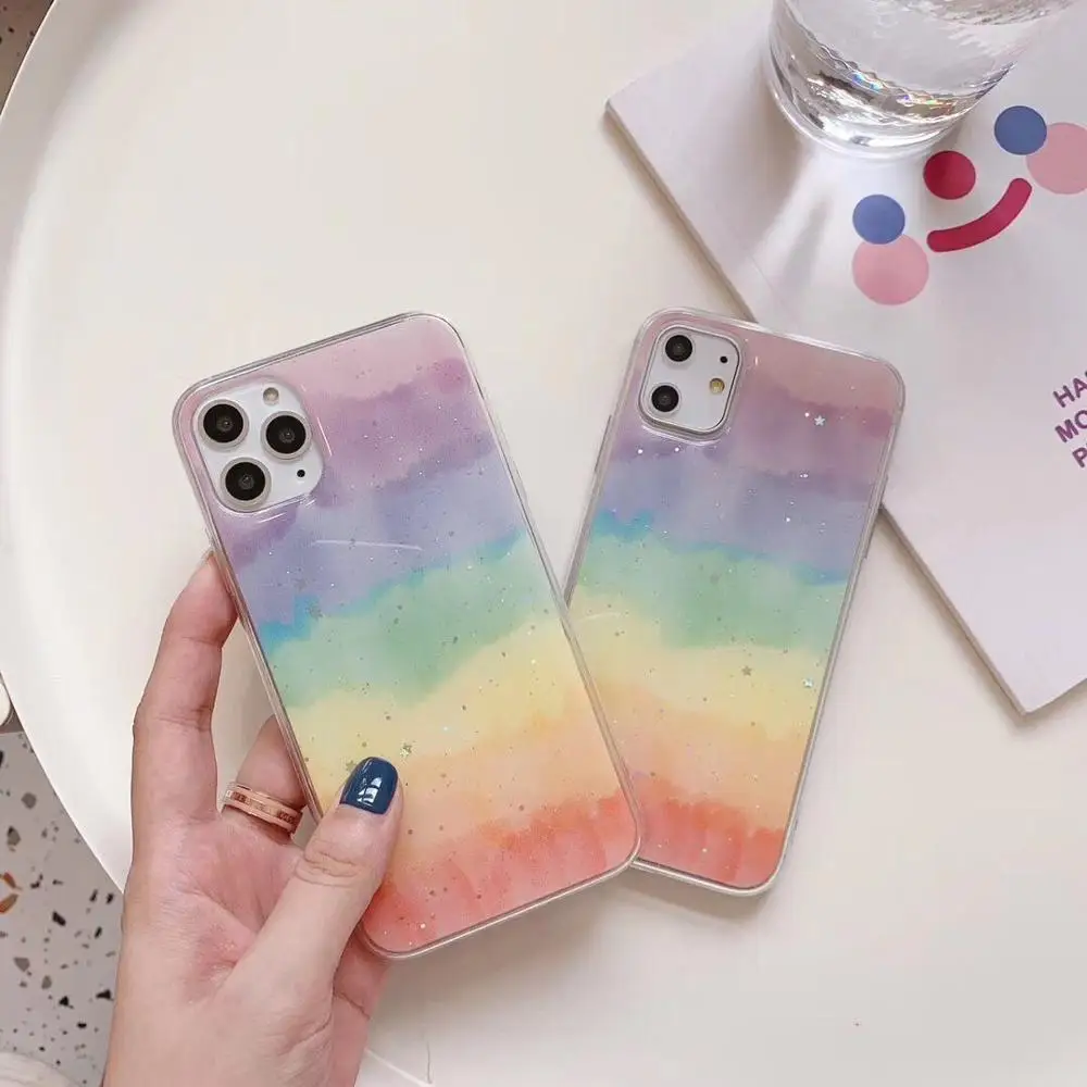 Чехол ORYKSZ с радужными блестками для iphone 11 Pro Max чехол iPhone XS X XR 6 S 7 8 Plus мягкий Ретро