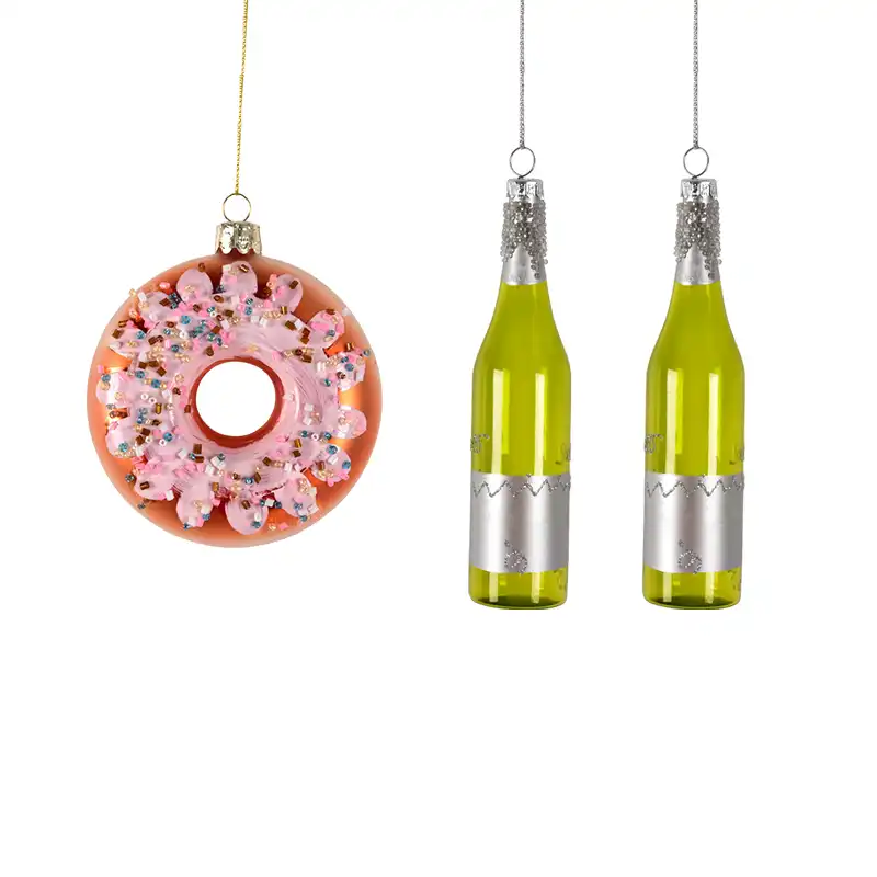 Christmas Decoration Glass Painted Donut Wine Bottle Creative Pendant Christmas Tree Shopping Mall Window Decoration Pendant Pendant Drop Ornaments Aliexpress