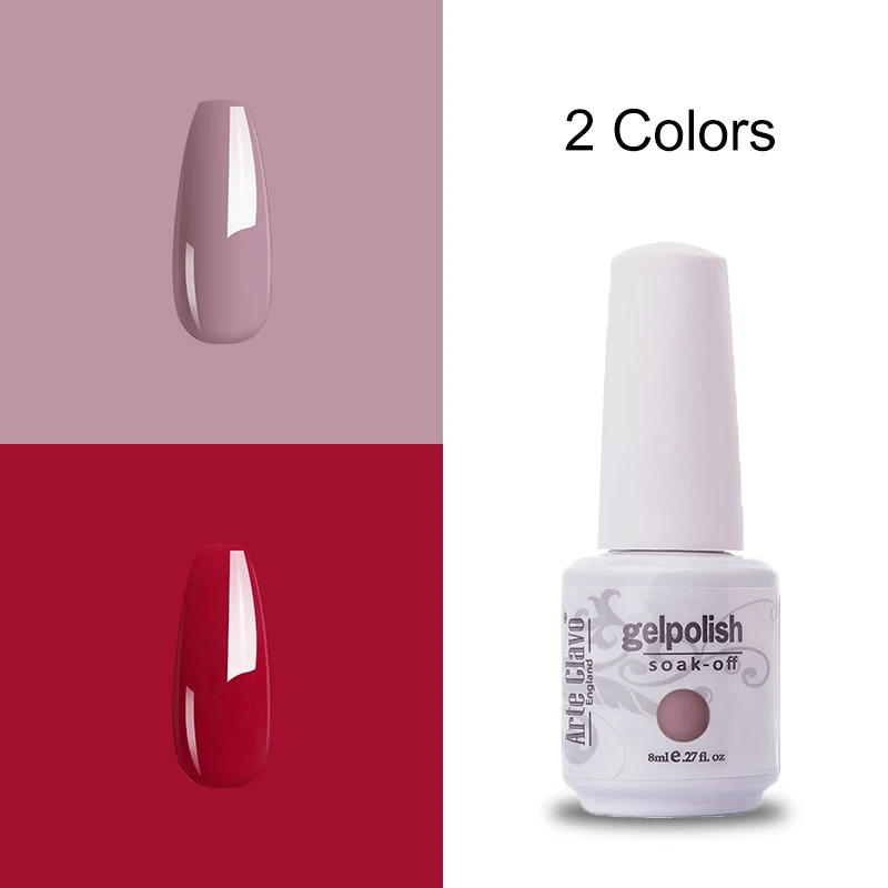 

Arte Clavo 8ml Nail Gel Polish 2pcs/Set Varnish Lacquer UV LED Nail Art Soak Off Gel Polish For Manicure Red Nude Color Gellak