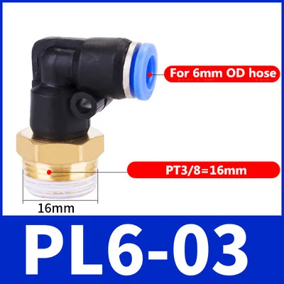 PL локоть БЫСТРОРАЗЪЕМНАЯ муфта для шланговых компрессоров, аксессуары для пневматических фитингов, Соединительная труба 1/4 3/8 1/2 с наружной резьбой, газовое соединение - Цвет: 6-03