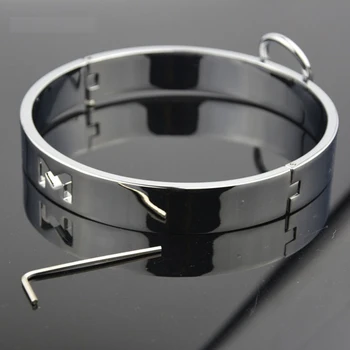SM Metal Stainless Steel  Neck Collar BDSM Sexy Leash Ring Chain Slave Bondage Toys Role Play Erotic Sex Toys For Women Men 2