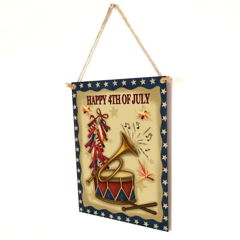 New Rustic Wooden Happy Happy 4th Of July Sign Plaque Independence Day Room Home Decor Collection Gift