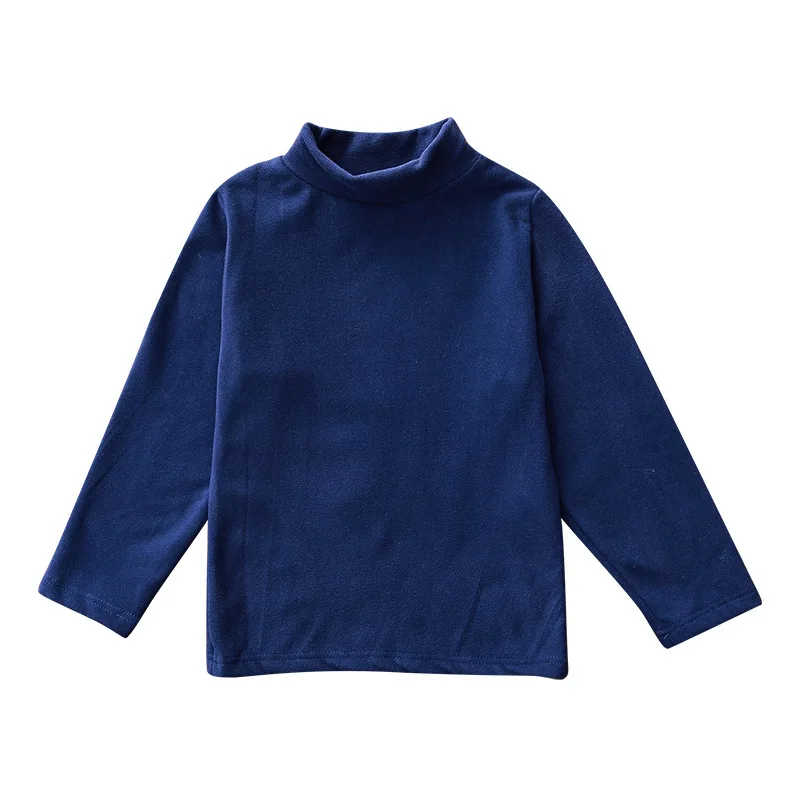 솔리드 보이즈 티셔츠 가을 긴 소매 터틀넥 하이 칼라 티셔츠 따뜻한 소녀 Bottoming Shirt Kids Top 속옷 2-16Y