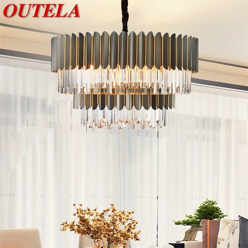 

OUTELA Modern Crystal Chandelier Lights Luxury Creative Decorative LED Ceiling Fixtures For Living Room Dining Room Villa Duplex