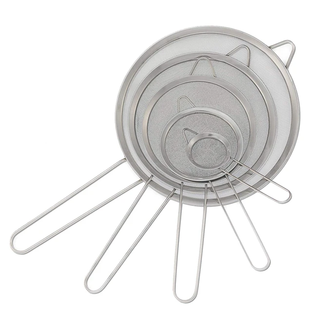 LMETJMA Stainless Steel Fine Mesh Strainers Oil Strainer Colanders with Long Wire Handles 3'', 5'', 6'', 8'', 9.5''  KC0072 1