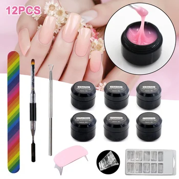 

High Quality 12 PCS 8ML Nail Art Fast Extension Glue Set No Paper Tray Quick Nail Tool