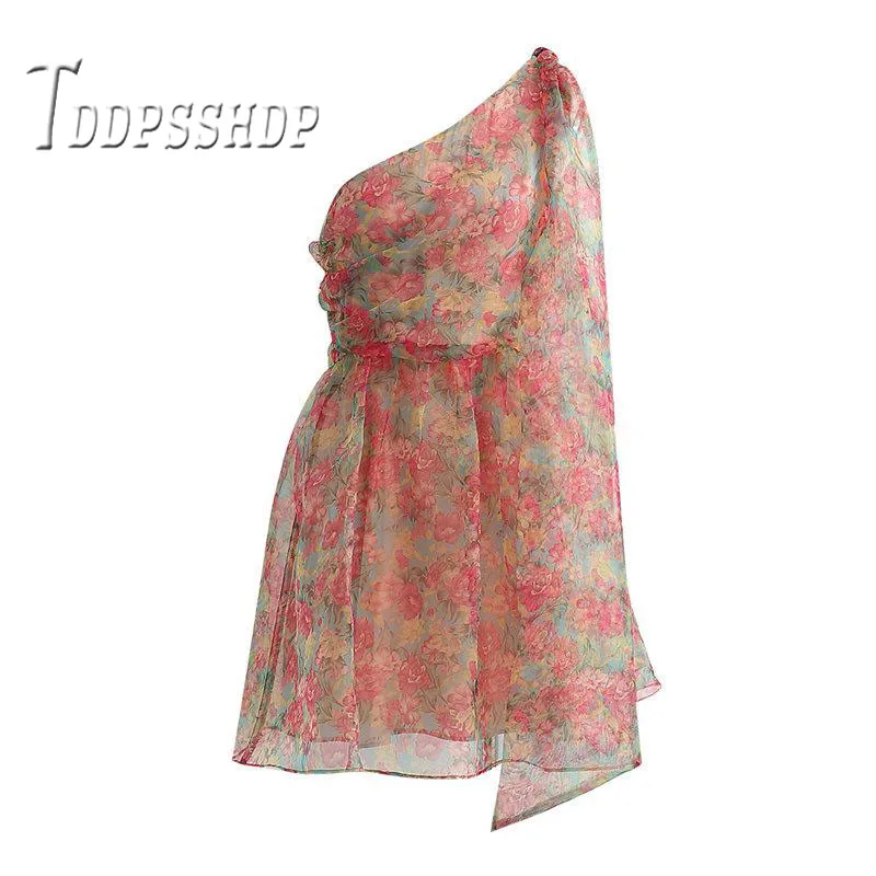 

2019 Irregular Elegant Prom Party Women Dress Red Flower Print Female Dresses
