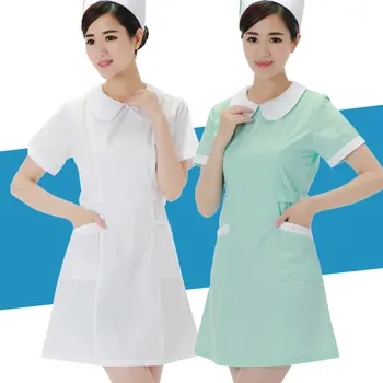 

Summer New Peter pan Collar Nurse Uniform Dress Hospital Short Sleeve Summer Work Clothing Beauty Salon SPA Uniforms 2020
