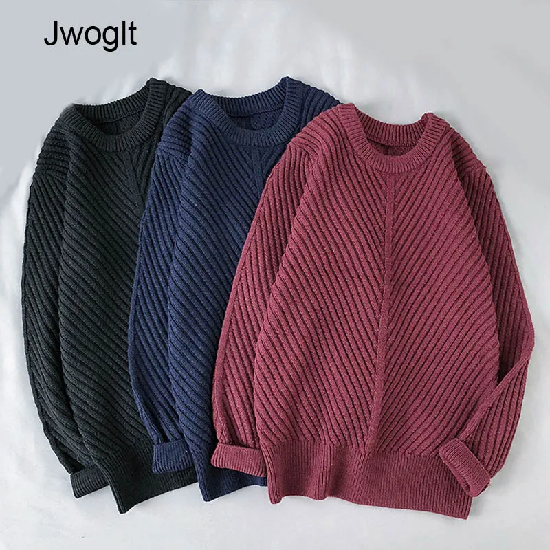 Sweaters Men Simple Design All-Match Soft Warm Daily Wear Korean Style Knitting Sweater Pull Homme Black Navy Army green