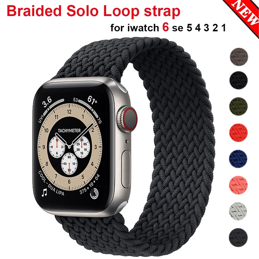 

Fabric Braided Solo Loop For Apple watch band 44mm 40mm 38mm 42mm Soft Elastic belt bracelet iWatch series 3 4 5 SE 6 strap