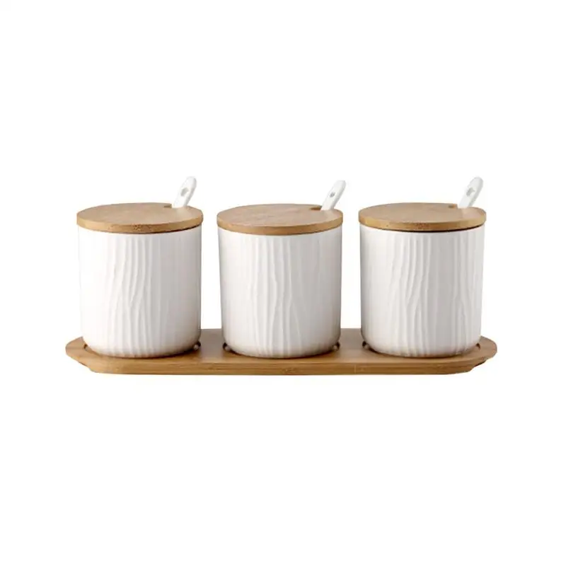 

9.5x28.5cm Creative Nordic Style Ceramic Spice Jar Set Seasoning Box Salt Shaker Kitchen Kit White