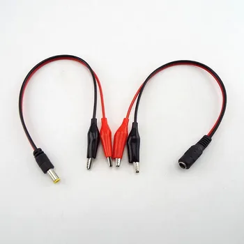 

5.5MM 2.1MM dual head Crocodile Alligator Clip DC male jack female Power test cord Cable Wire line Connector To Male electrical