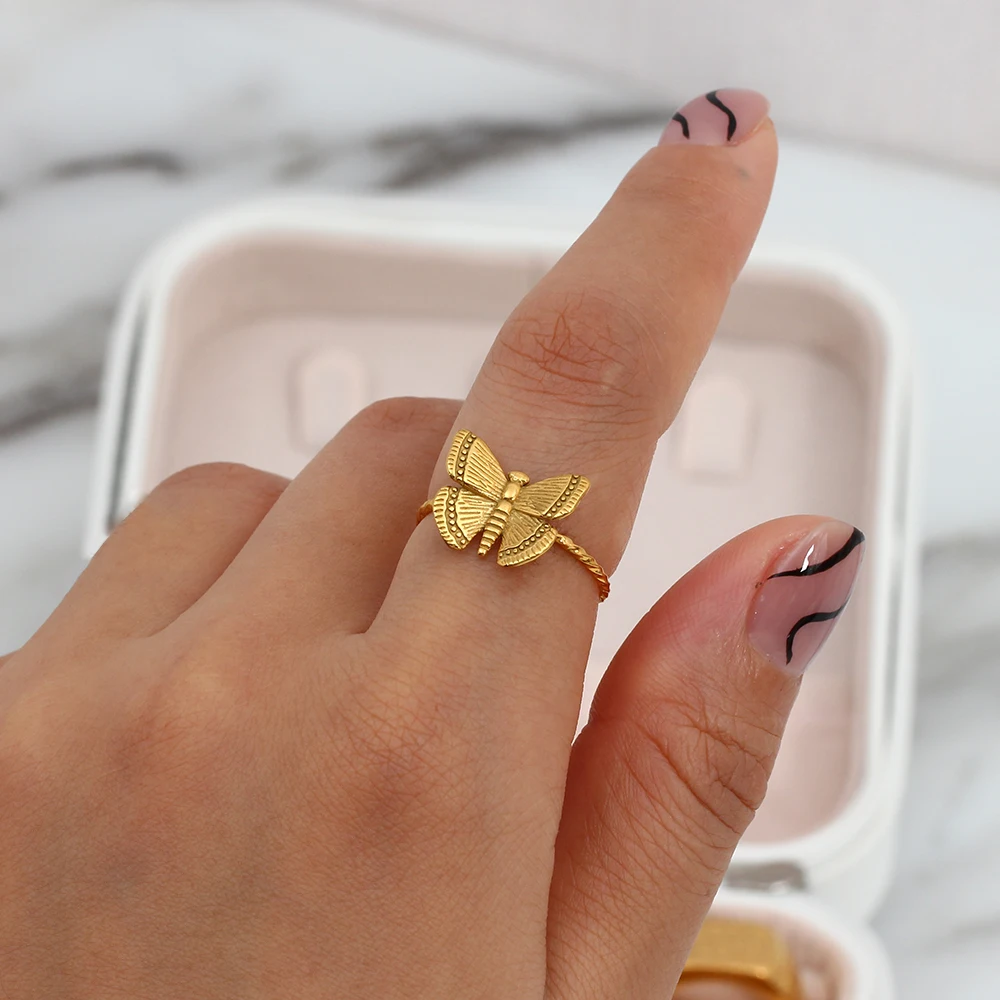 Gold fill butterfly ring | Gold ring designs, Gold rings jewelry, Butterfly  ring