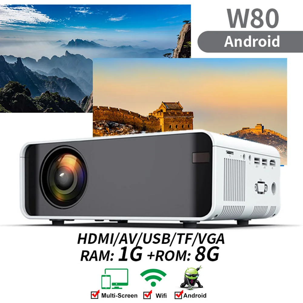 Проектор Мини ЖК светодиодный проектор Тип UNIC W80 Full HD 4K 1080p проектор 2300 люмен проектор домашний кинотеатр медиаплеер