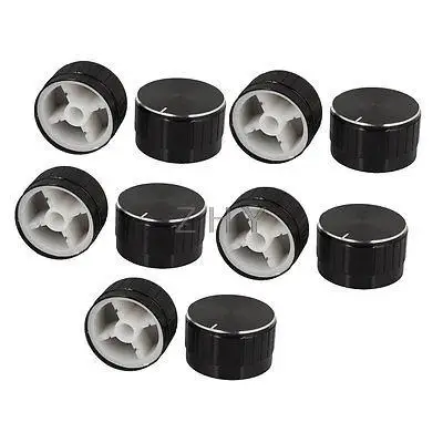 

10 Pcs 6mm Dia Bulb Light Lamp Dimmer Control Rotary Knob Cap Black