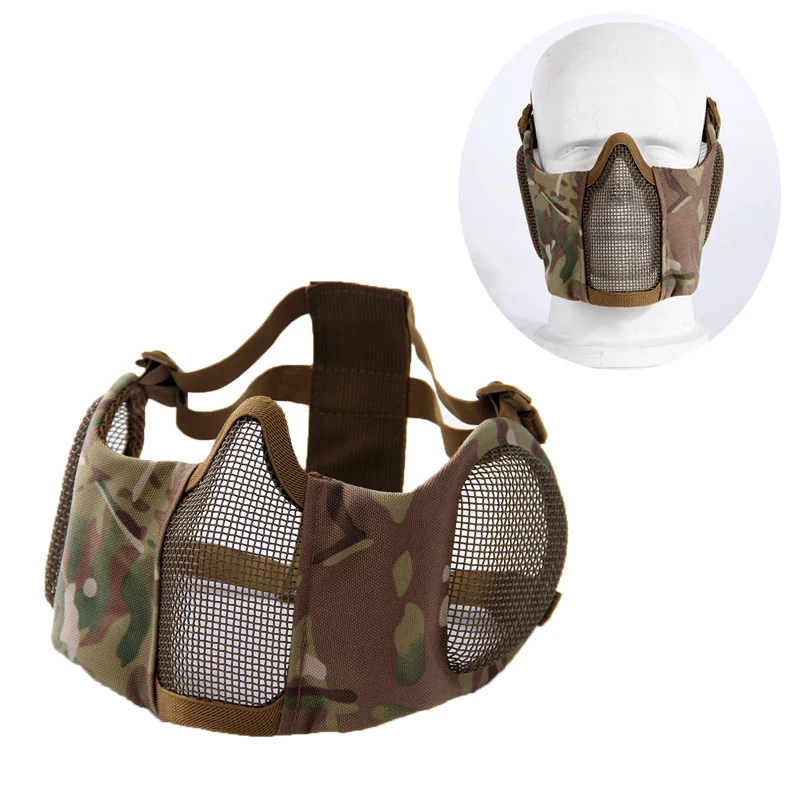 

Airsoft Half Lower Face Metal Steel Net Mesh Mask Outdoor Hunting Tactical Military CS Paintball Game Half Face Protective Mask