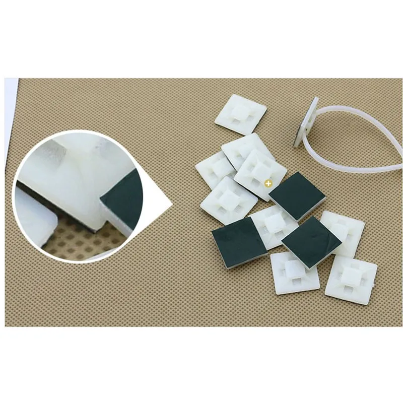 50PCS 25mm White Z25 x 25 mm Square Self-Adhesive Cable Tie Mount Base Cable tie holder