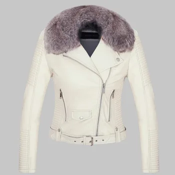 

Suit-dress Long Sleeve Short Hair Leather Clothing Jacket Loose Coat