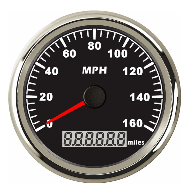 Black Silver 160MPH Универсальный 85 мм водонепроницаемый gps Спидометр 0~ 160MPH 316 L Безель цифровой манометр с красной подсветкой 9-32 в - Цвет: Black Silver 160MPH